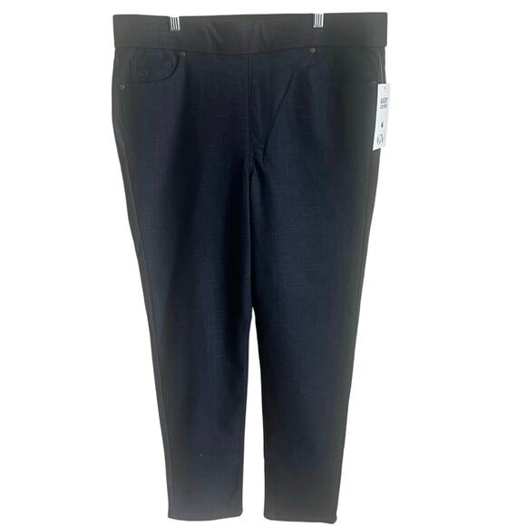 Classic Minimalist Slim Ponte Pants Black Stretch Pull-On Trousers Size‎ 16 NWT - Picture 1 of 5